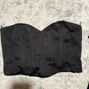 Zara Black Strapless Satin Bustier Top